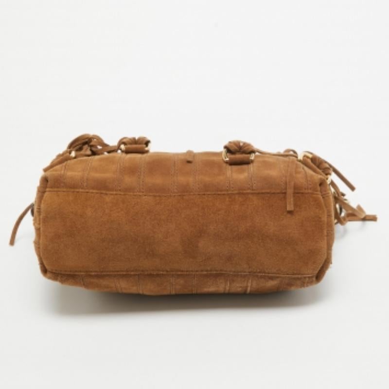 Michael Kors - Borsa a tracolla Presley in pelle scamosciata marrone con frange in vendita 2