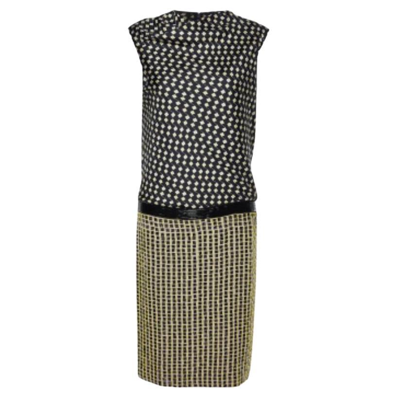 Diane von Furstenberg Black Printed & Embellished Silk Sleeveless Dress M
