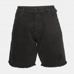 Zadig & Voltaire - Pantaloncini neri in denim invecchiato con dettaglio a bordo grezzo L Vita 34"