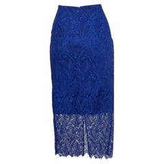 Diane von Furstenberg Gonna a tubino sartoriale con sovrapposizione di pizzo blu S