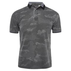 Emporio Armani Polo grigia in maglia stampata con bordi a contrasto T S