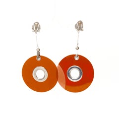 PRADA oversized layered paillettes hardware retro drop clipon earrings Pair