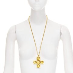 CHANEL L22A Gropoix Cabochon Resin Byzantine Cross pendant CC logo pendant