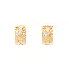 BALENCIAGA 2021 Demna gold tone logo crystals chunky U shape hoop earrings