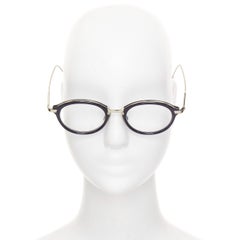THOM BROWNE TB-011-H-NVY-SL-V-49 navy acetate silver metal optical glasses 49mm