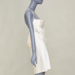 SAINT LAURENT 2022 Robe de mariée mini-combinaison en soie ivoire, col bénitier et dos nu, taille FR38 M