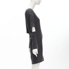selten ISSEY MIYAKE 1980's Vintage grau dekonstruiert schräg ausgeschnitten Pullover Kleid M