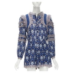SEA NEW YORK bleu, imprimé floral, grenouillère à manches longues, combinaison de jeu US0 XS