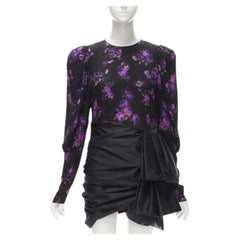 MAGDA BUTRYM Matera crystal embellished purple floral wrap skirt dress FR34 XS