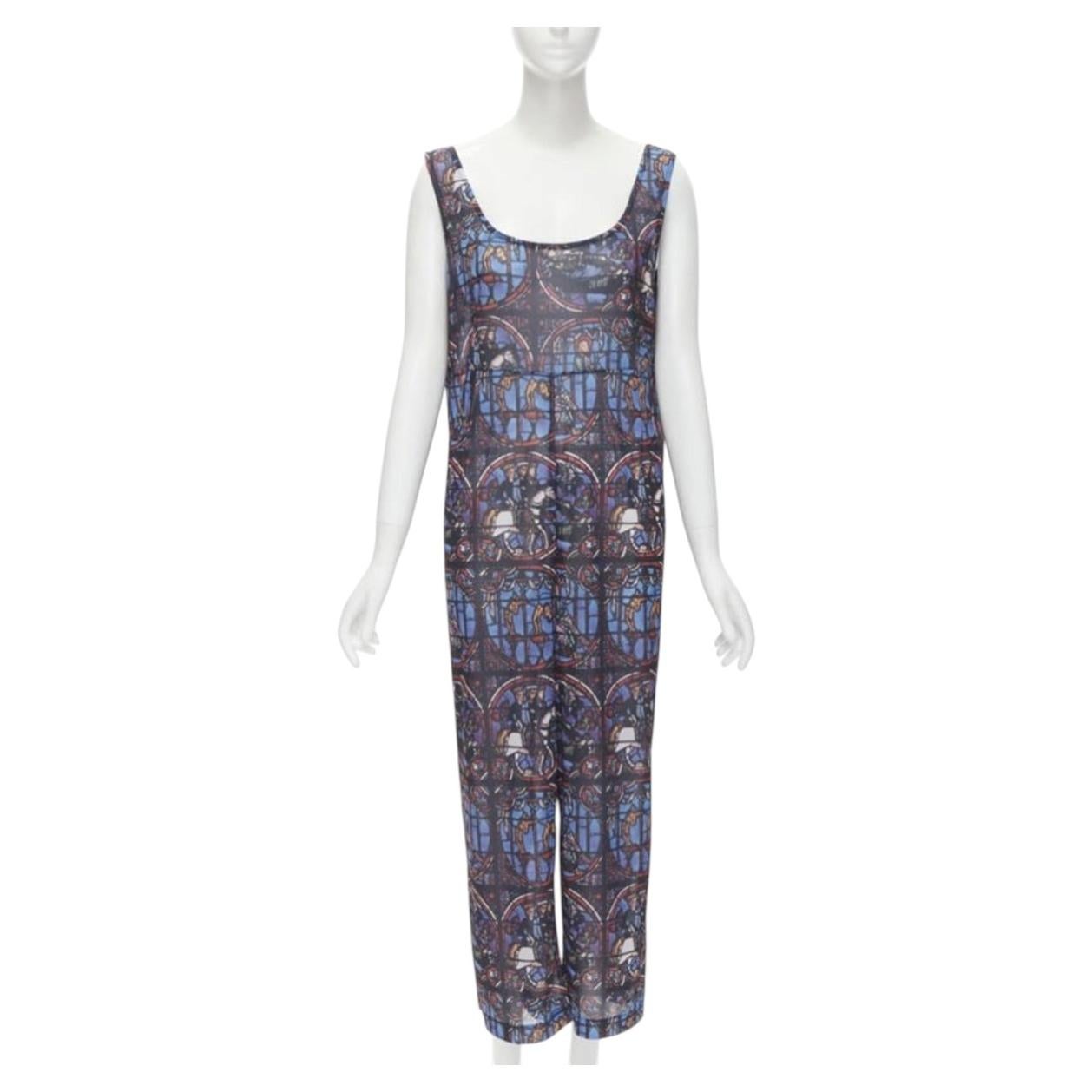 Pre-owned Comme Des Garçons Homme Deux Runway Comme Des Garcons Vintage 1990 Church Stained Glass Print Jumpsuit M In Gray