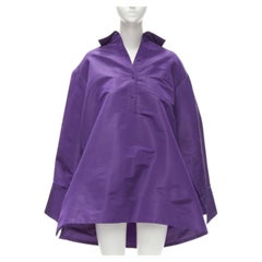 VALENTINO 2022 Runway purple silk taffeta 3D cut oversized tunic shirt IT38 XS