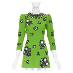 ANDREW GN, Apfel, schwarz, silber, Pailletten-Aufnäher, mit Schmucksteinen verziertes Cocktailkleid, FR34, XS