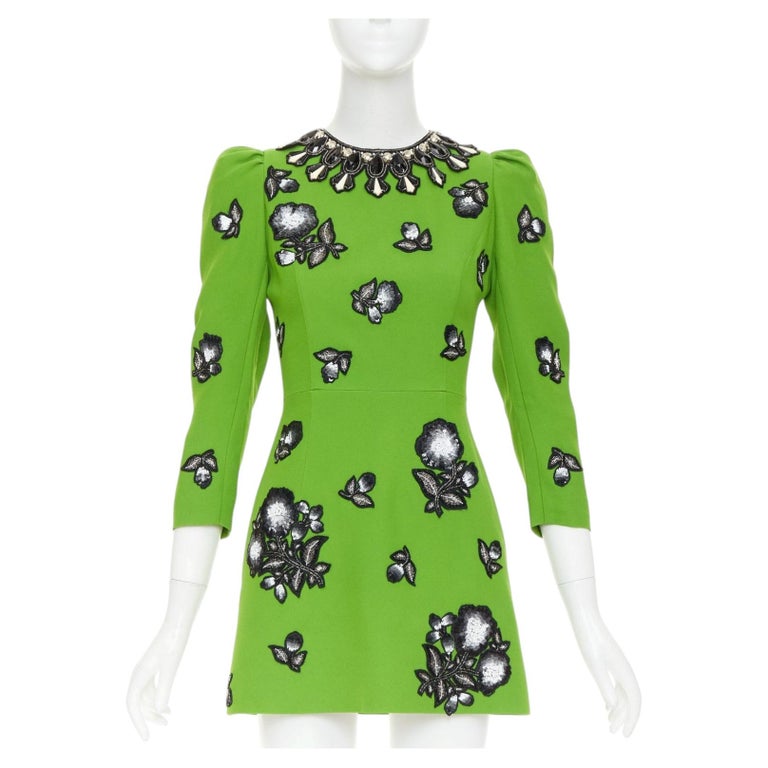 andrew gn dress green apple black silver sequinned badges bejewelled cocktail FR34 XS For Sale at 1stDibs Kate middleton