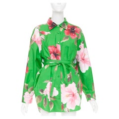 VALENTINO 2021 Runway Lilium green pink oversized cotton poplin shirt IT36 XXS