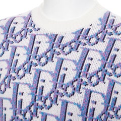 Jersey DIOR HOMME de mezcla de lana y cachemira con estampado jacquard oblicuo multicolor, talla S
