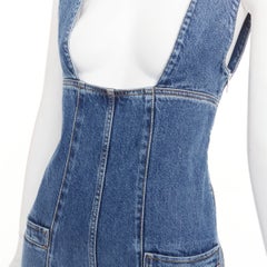 PHILOSOPHY DI LORENZO SERAFINI – Jumpsuit aus Denim mit tiefem Ausschnitt, Reißverschluss vorne und weitem Bein