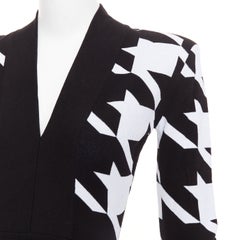 BALMAIN Houndstooth Mini black white bold print jacquard padded mini dress FR36