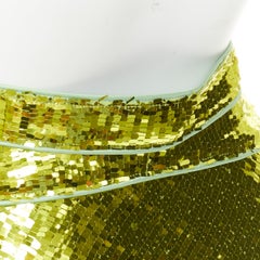 DSQUARED2 acid lime green rectangular sequins piping trim skater mini skirt IT38