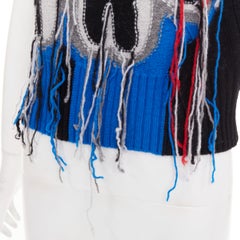 CHARLES JEFFREY LOVERBOY guddle tassel fringe punk graphic knit sweater vest XS