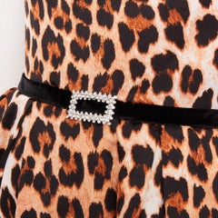 BRONX & BANCO Luciana leopard print velvet belted fit flare mini cocktail dress