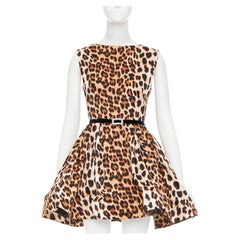 BRONX & BANCO Luciana leopard print velvet belted fit flare mini cocktail dress