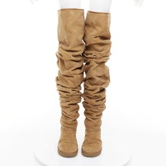 Rari stivali alti fino alla coscia in shearling della collezione Y PROJECT UGG Glenn Martens 2018, modello da passerella, taglia EU40