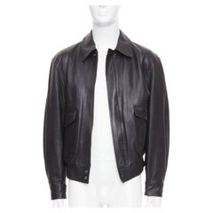 COOR black A2 lambskin leather flap pocket flight bomber jacket outerwear M