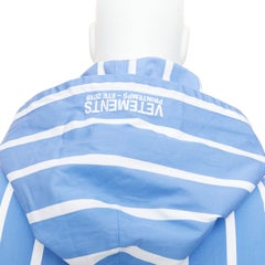 VETEMENTS 2018 blue white stripe oversized hooded cotton poplin poncho dress XS