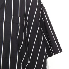 BALENCIAGA 2016 Demna pinstripe cotton asymmetric band collar shirt dress FR36 S