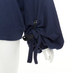 Felpa Y PROJECT in cotone blu navy, oversize, con arricciature e coulisse, maniche a palloncino - taglia S