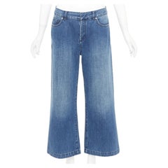 DIOR washed cotton denim low mid rise five pocket cropped wide leg jeans FR38 M