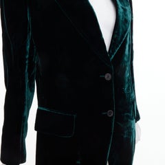 TOM FORD peak lapel 2 button textured emerald green velvet blazer jacket FR36 S