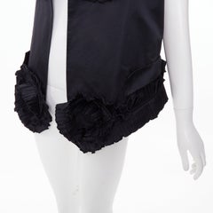 YVES SAINT LAURENT 2010 Runway black pleated ruffle floral collar vest FR36 S