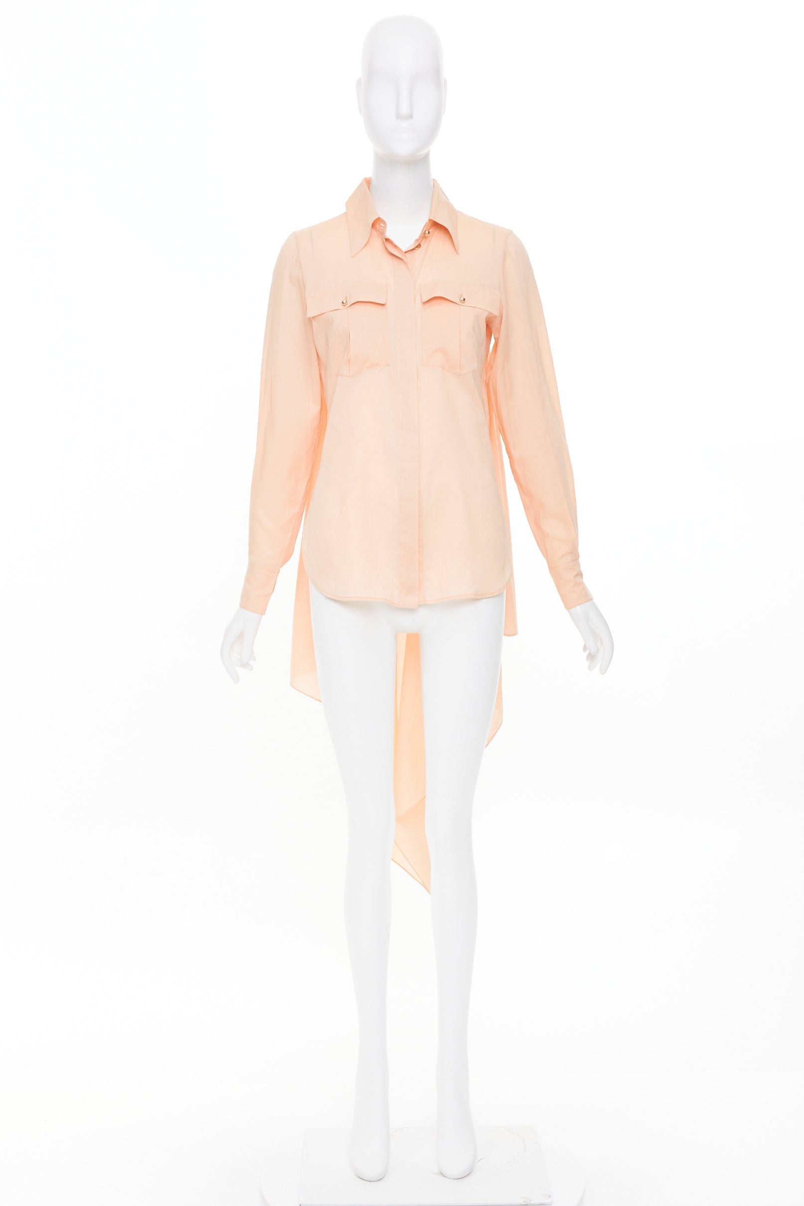 CHANEL Karl 2017 Runway cotton cape trailing flap pocket shirt