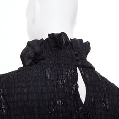 SAINT LAURENT 2021 Runway fil coupe metallic lurex silk blend blouse FR 36 S
