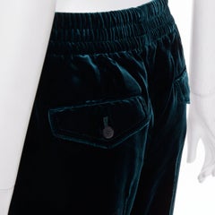 TOM FORD emerald viscose blend pleated front drawstring velvet joggers FR36 S