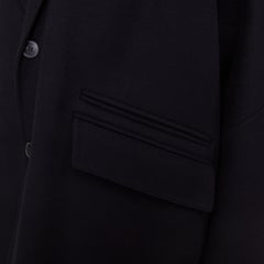 VALENTINO black virgin wool cashmere 2 button flap pocket notch lapel coat IT44