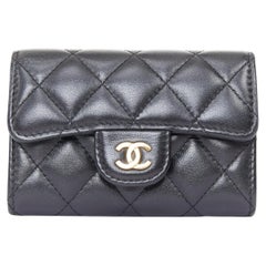 CHANEL Classic Flap Card Holder gold black quilted lambskin wallet cardholder