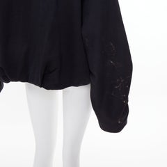 DRIES VAN NOTEN 2023 Hannett black ruched draped bubble hem cotton sweatshirt M