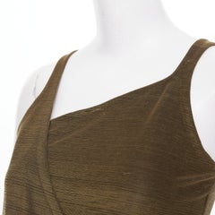 EMPORIO ARMANI Vintage gold textured metallic look crossover wrap dress IT38 XS