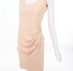 EMPORIO ARMANI nude silk blend wide strap side drape asymmetric mini dress IT38