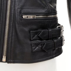 BURBERRY BRIT 2015 Loseley ribbed cow grain leather motorcycle jacket IT38 XS