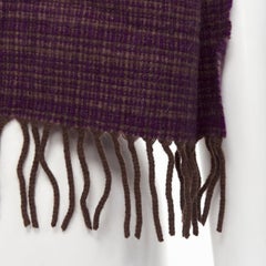 MAX MARA 100% Kaschmir braun lila gewebt Fransenschal mit Quasten