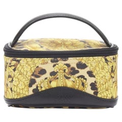 GIANNI VERSACE gold barocco baroque leopard print leather top handle micro bag