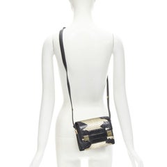 rare DELVAUX Le Madame black gold spray painted scaled leather crossbody box bag