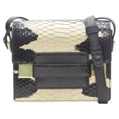 rare DELVAUX Le Madame black gold spray painted scaled leather crossbody box bag