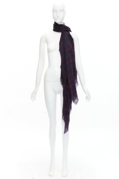 CHANEL black red CC logo diamond quilt print soft warm raw edge scarf