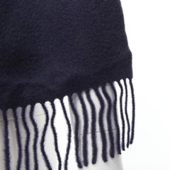 PRINGLE OF SCOTLAND 100% cashmere navy blue tassel fringe scarf