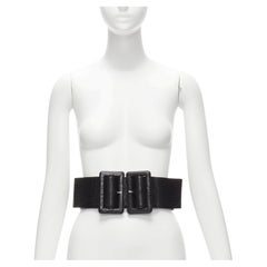 TOGA ARCHIVES black wide embossed leather buckle statement belt