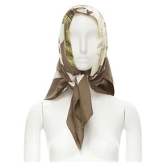 HERMES Hugo Grygkar Brides de Gala brown white print silk scarf 90cm